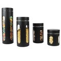 Hds Trading 4 Piece Stainless Steel Canisters with Multiple PeekThrough Windows, Black ZOR95966